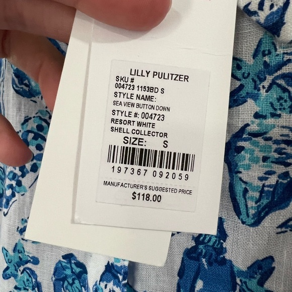 Lilly Pulitzer 100% linen Sea View Linen Button Down Top - Size S - NWT - Picture 4 of 8
